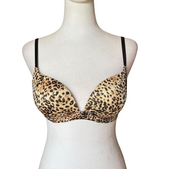 Victorias Secret Biofit Push Up Bra Womens Size 32C Leopard Print - Picture 1 of 10